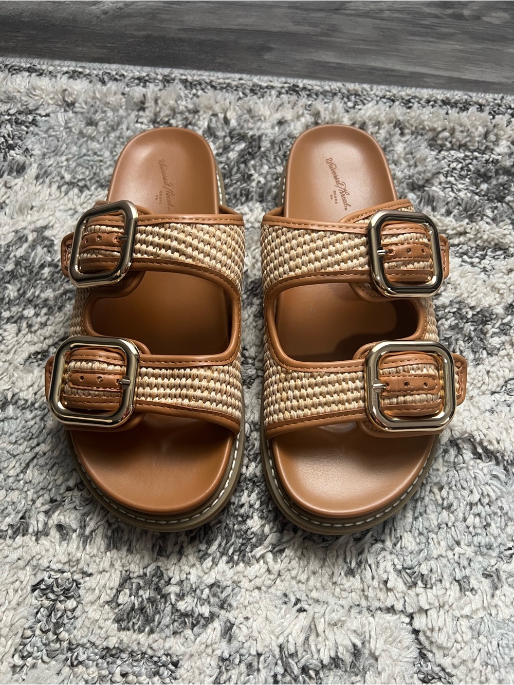 Woven Buckle Slide Sandals